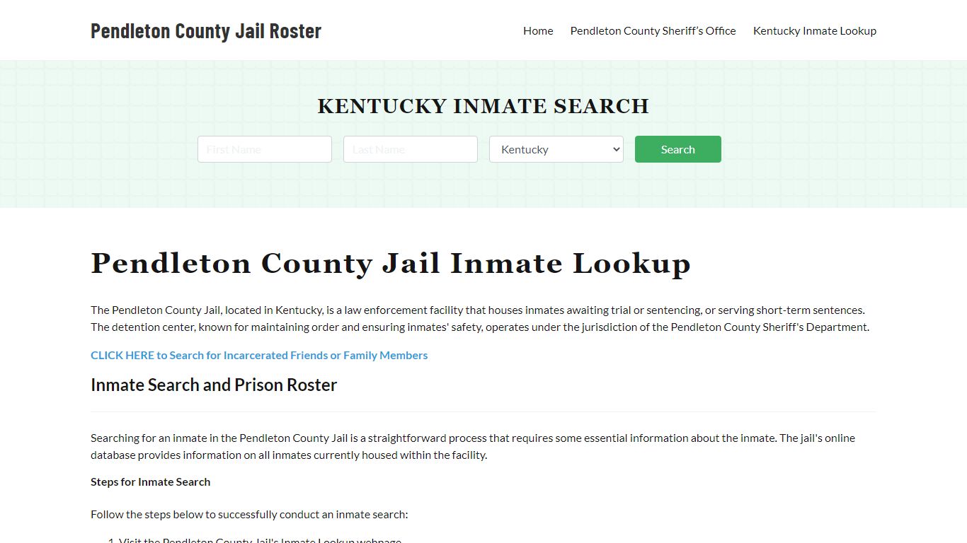 Pendleton County Jail Roster Lookup, KY, Inmate Search